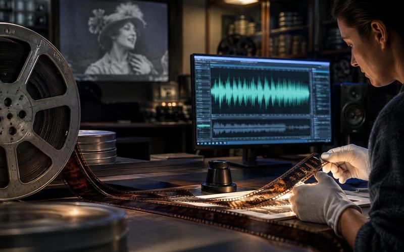 AI image: How Film Sound Is Restored—and Why the Hiss Matters