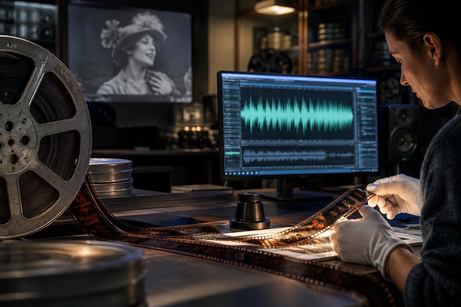 AI image: How Film Sound Is Restored—and Why the Hiss Matters